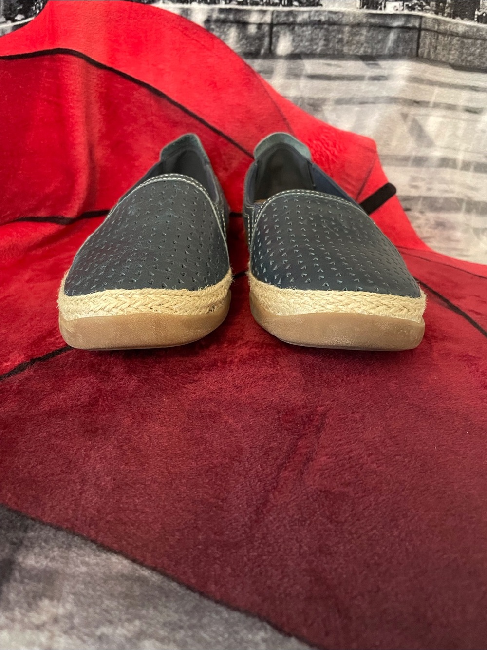 Clarks Navy Perforated Slip-On Espadrille - Picture 3 of 8